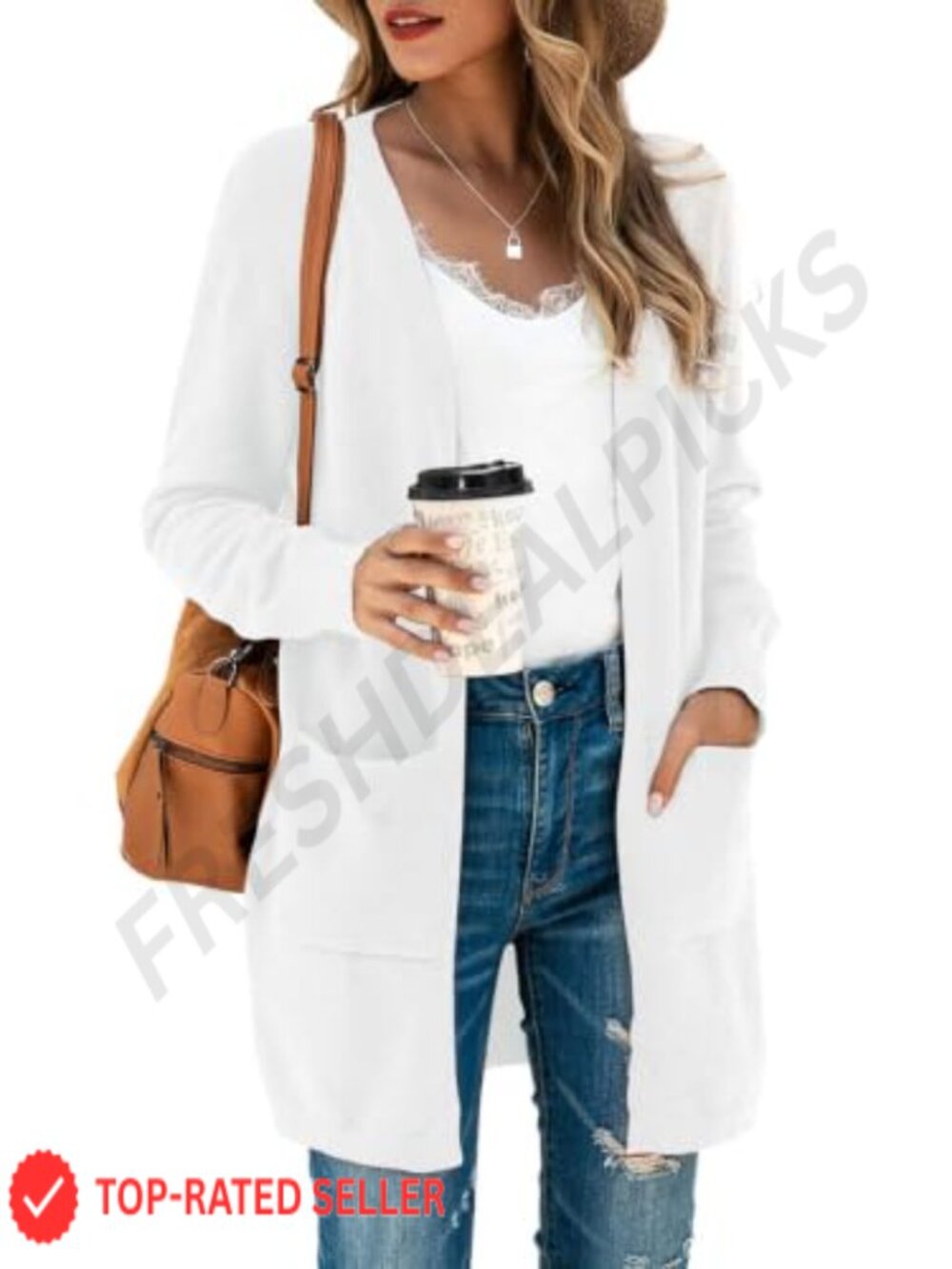 Open Front Duster Cardigan Sweater with Pockets Oversized Knit
